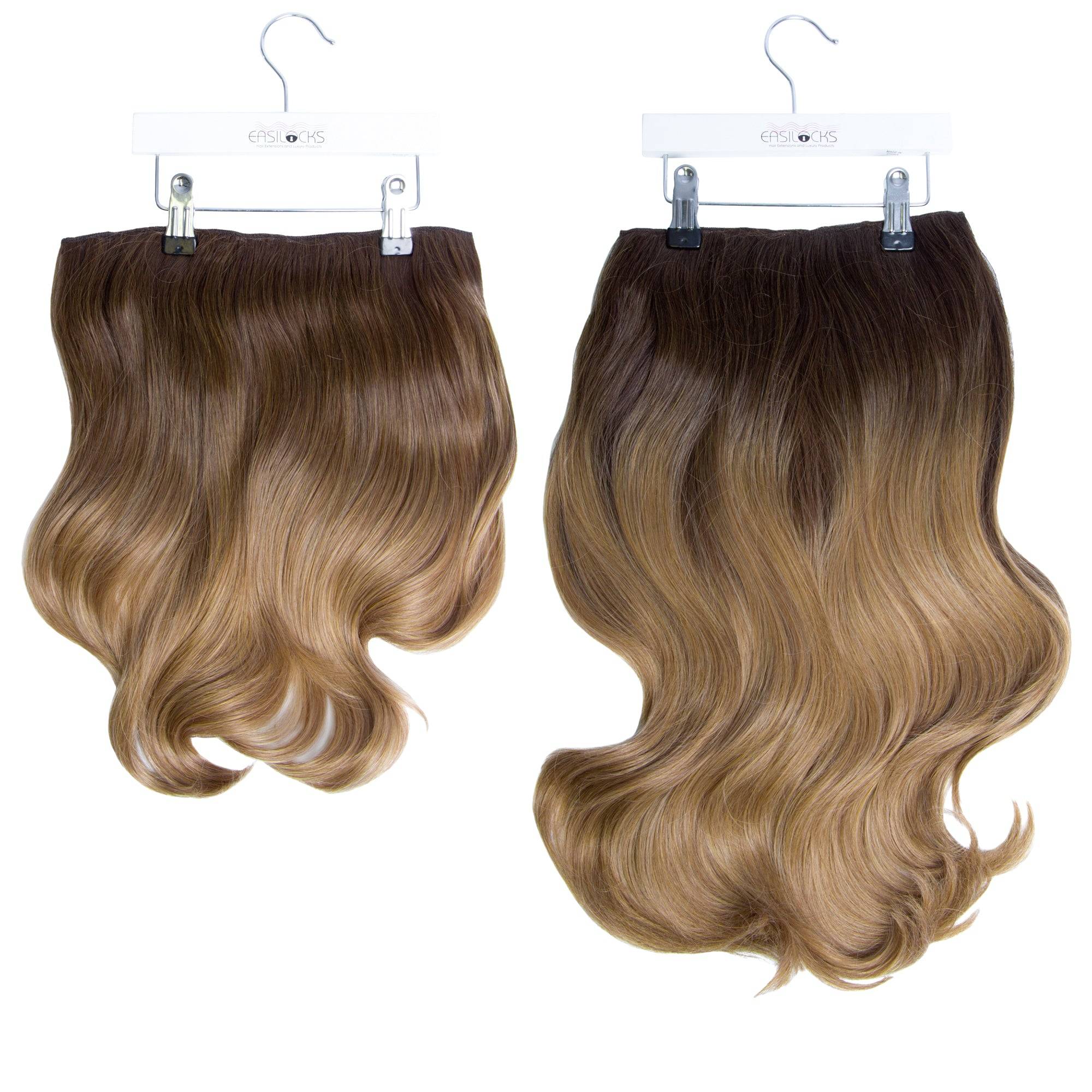 Megan’s Bouncy Blow HD Fibre Hair Extensions - 14” & 22" - Toffee Melt/Lightest Brown Ombre