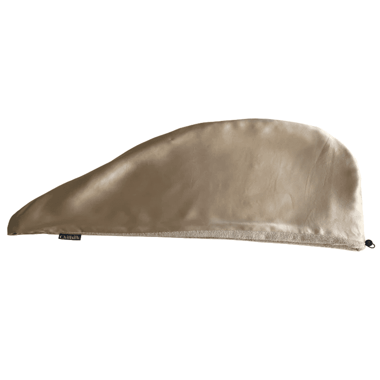 Serviette turban absorbante en soie et microfibre – Beige doré — vue 2